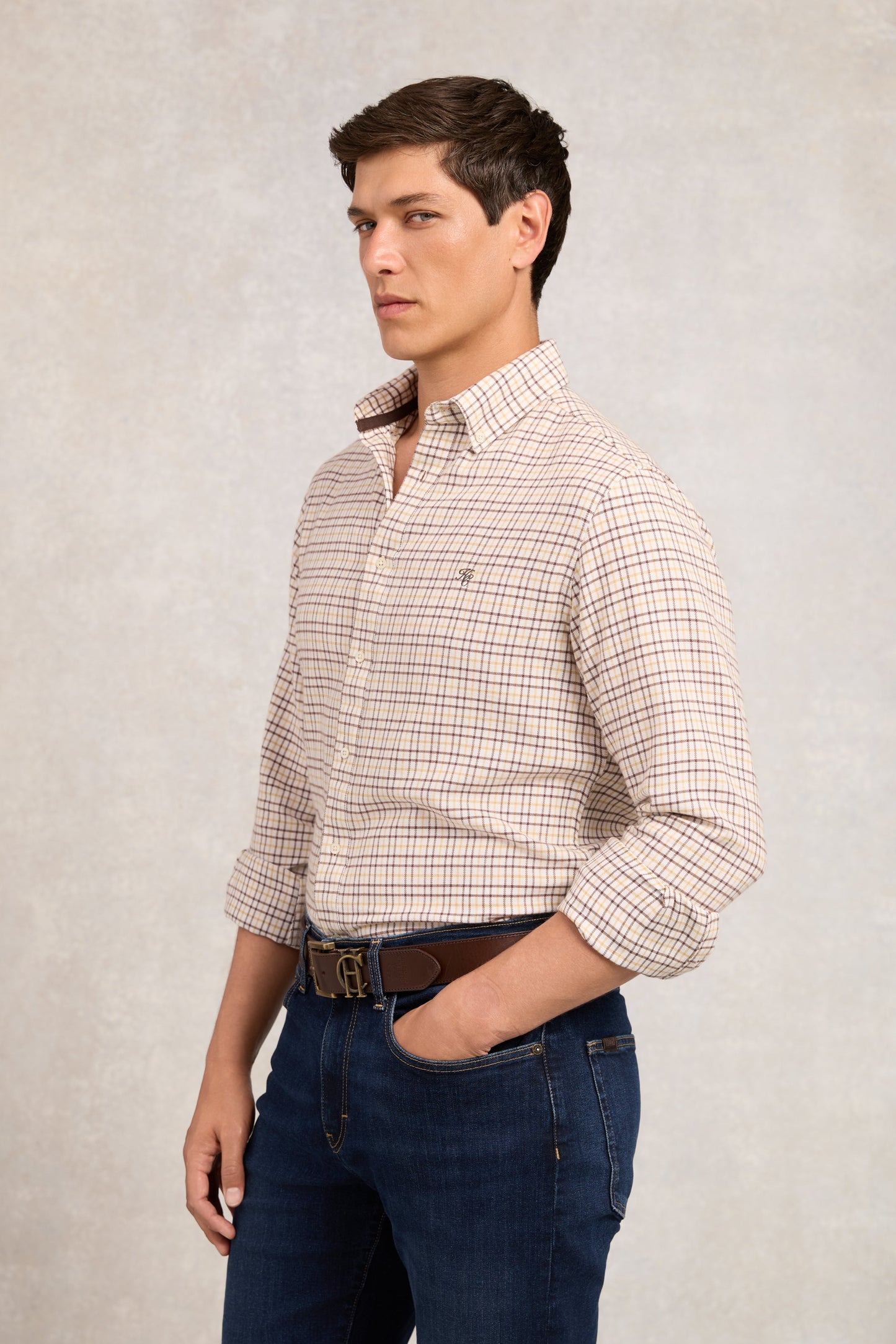 Classic Button Down Shirt (Cheltenham Camel Check)