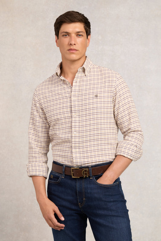 Classic Button Down Shirt (Cheltenham Camel Check)