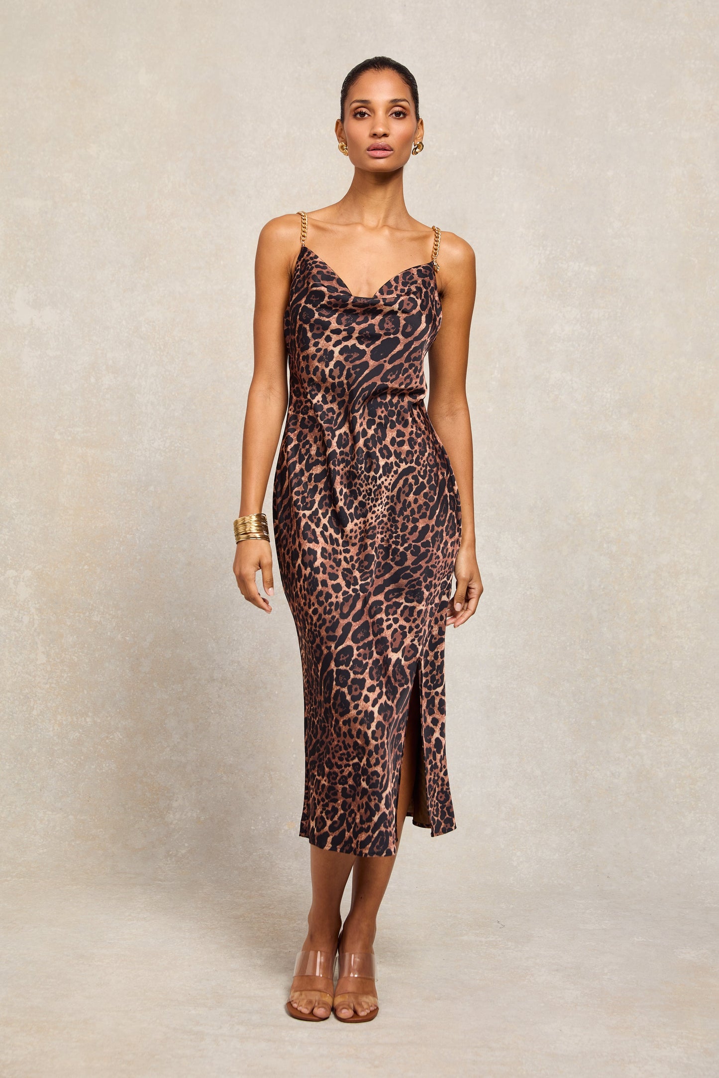 Aurora Satin Dress (Leopard)