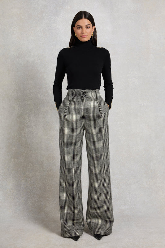High Waisted Wide Leg Trouser (POW Mono)