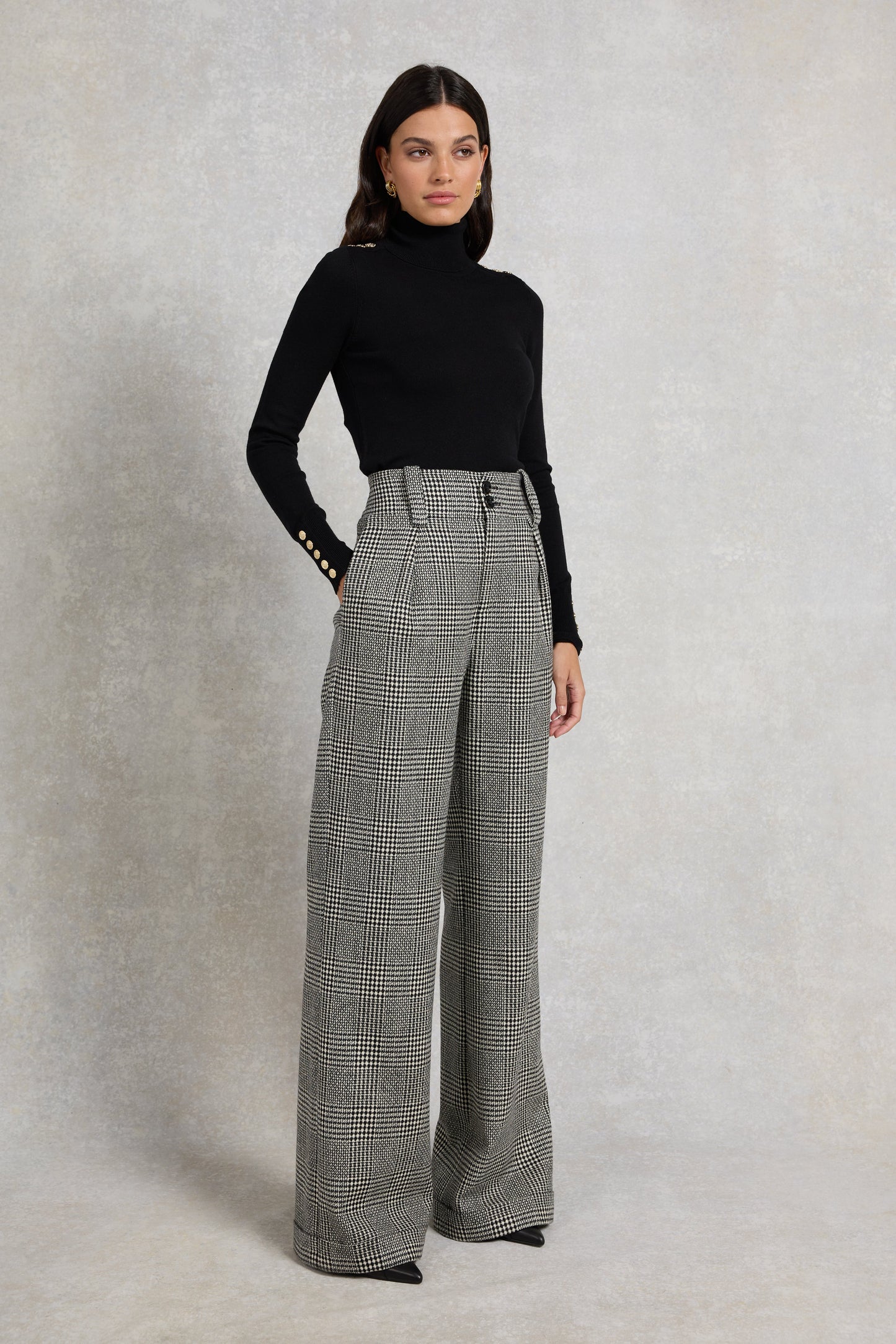 High Waisted Wide Leg Trouser (POW Mono)
