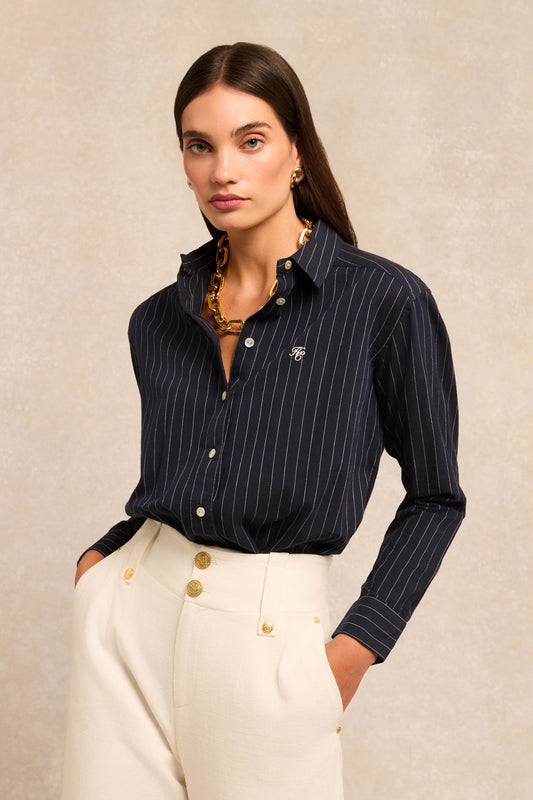 Athena Shirt (Navy Pinstripe)