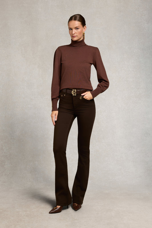 High Rise Flared Jean (Chocolate)