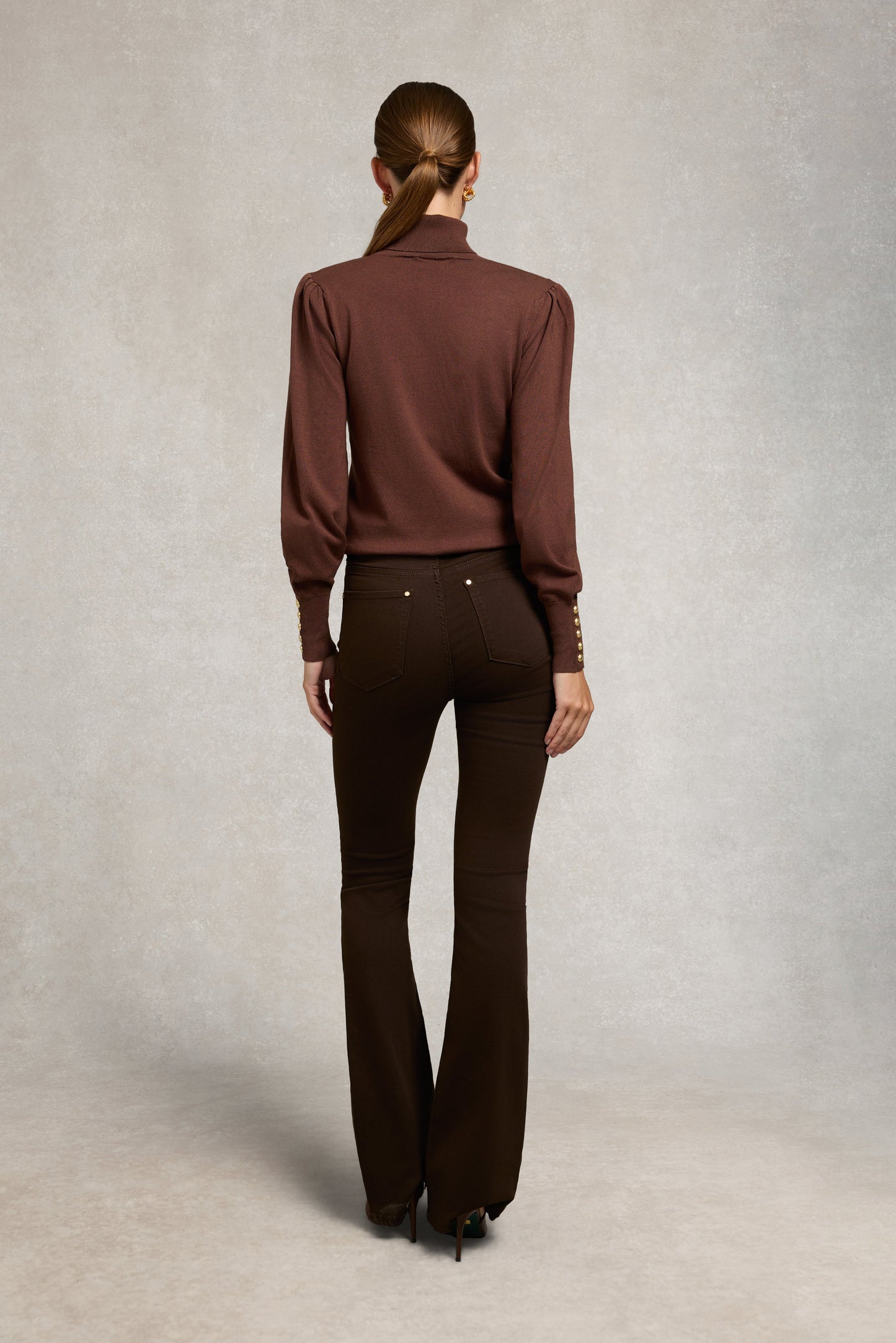 High Rise Flared Jean (Chocolate)