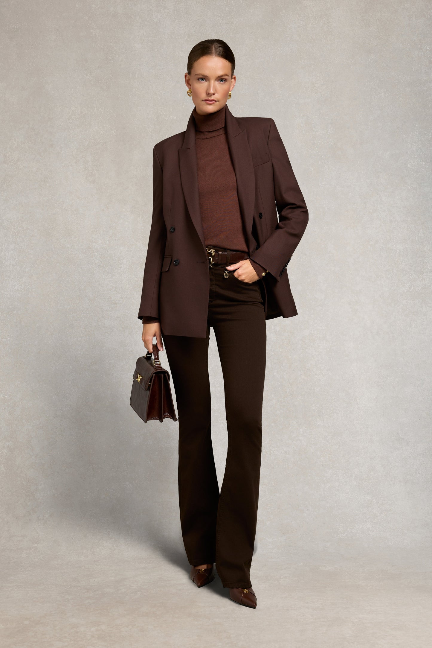 High Rise Flared Jean (Chocolate)