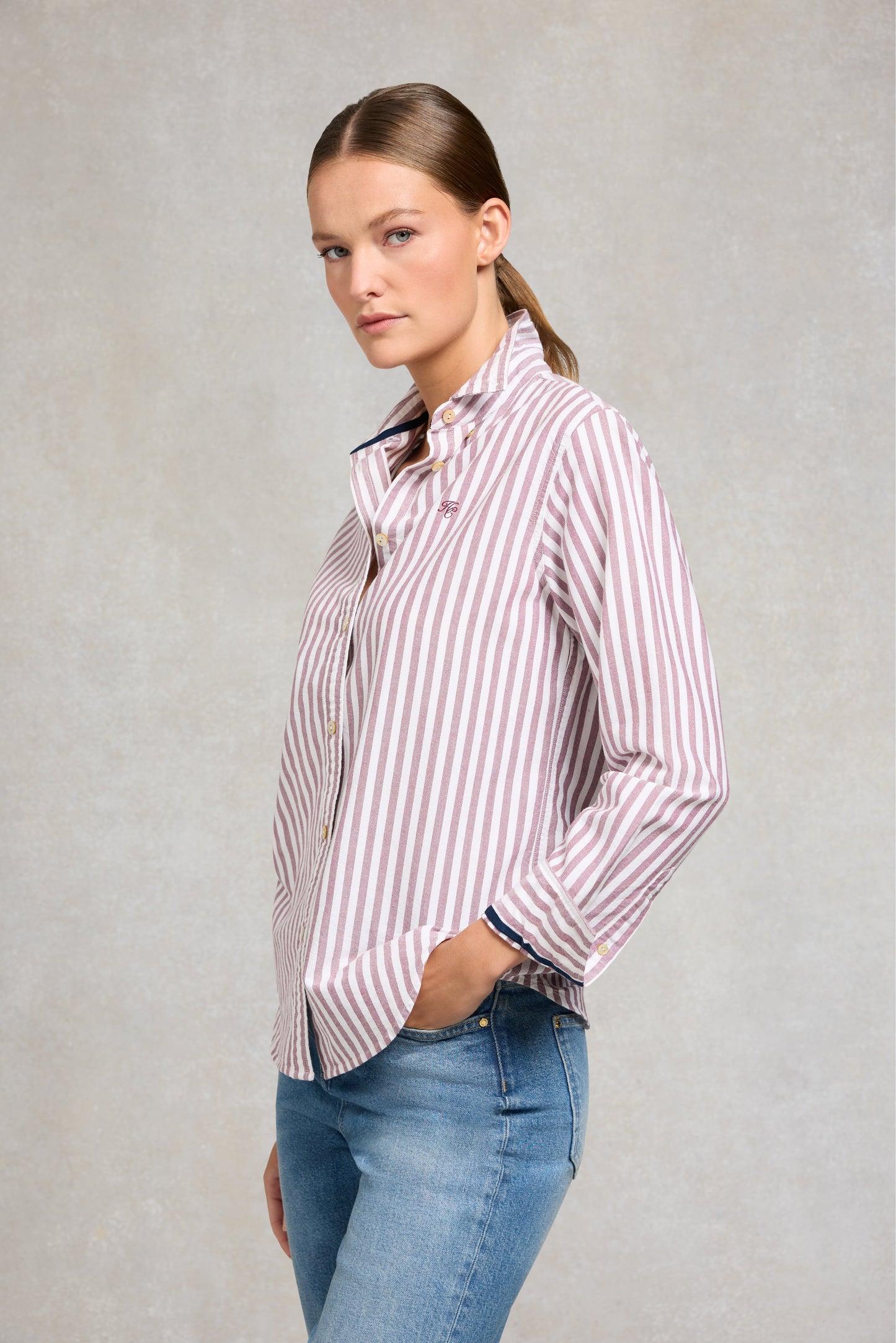 Oxford Shirt (Burgundy Stripe)