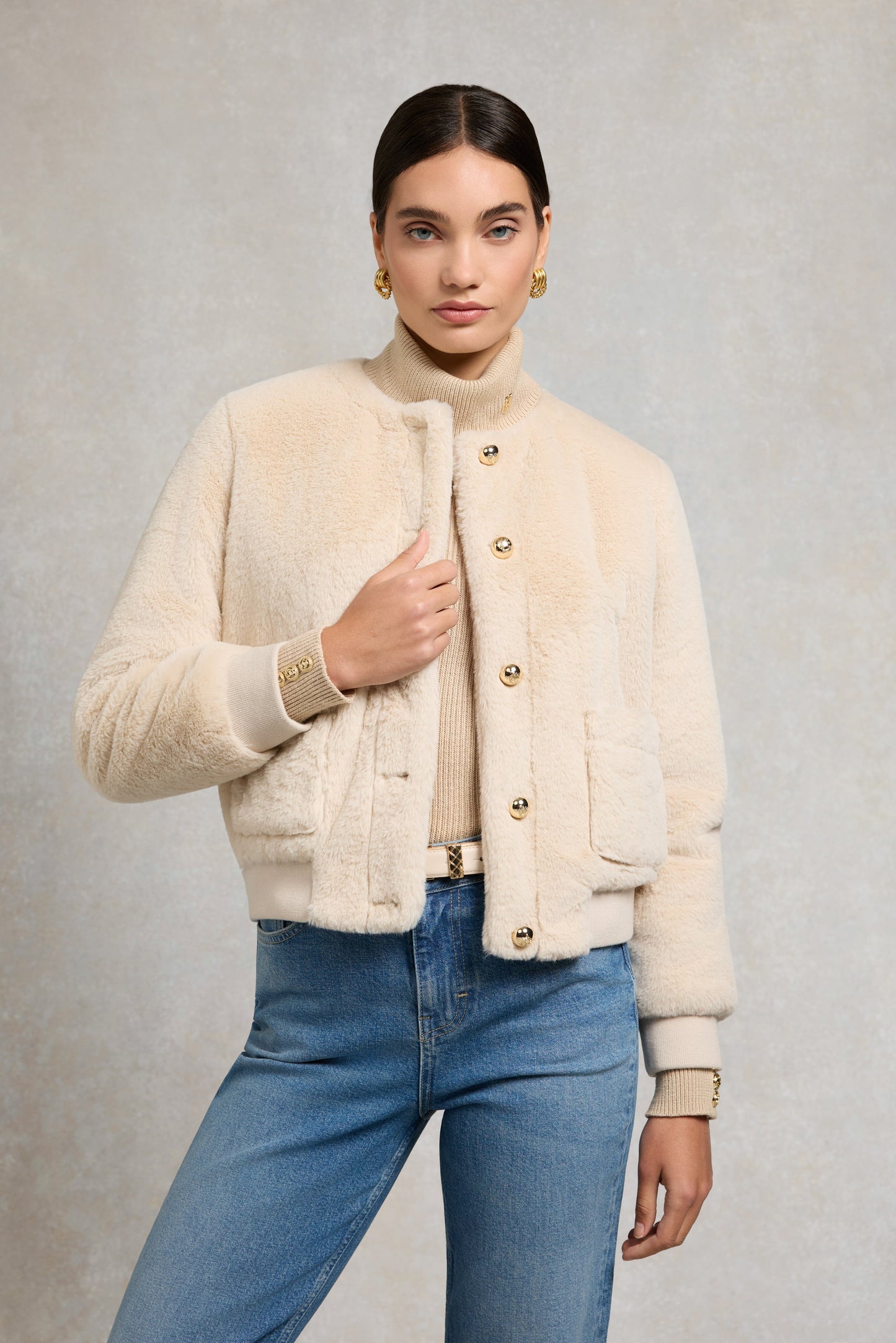 Teddy Bomber Jacket (Natural)