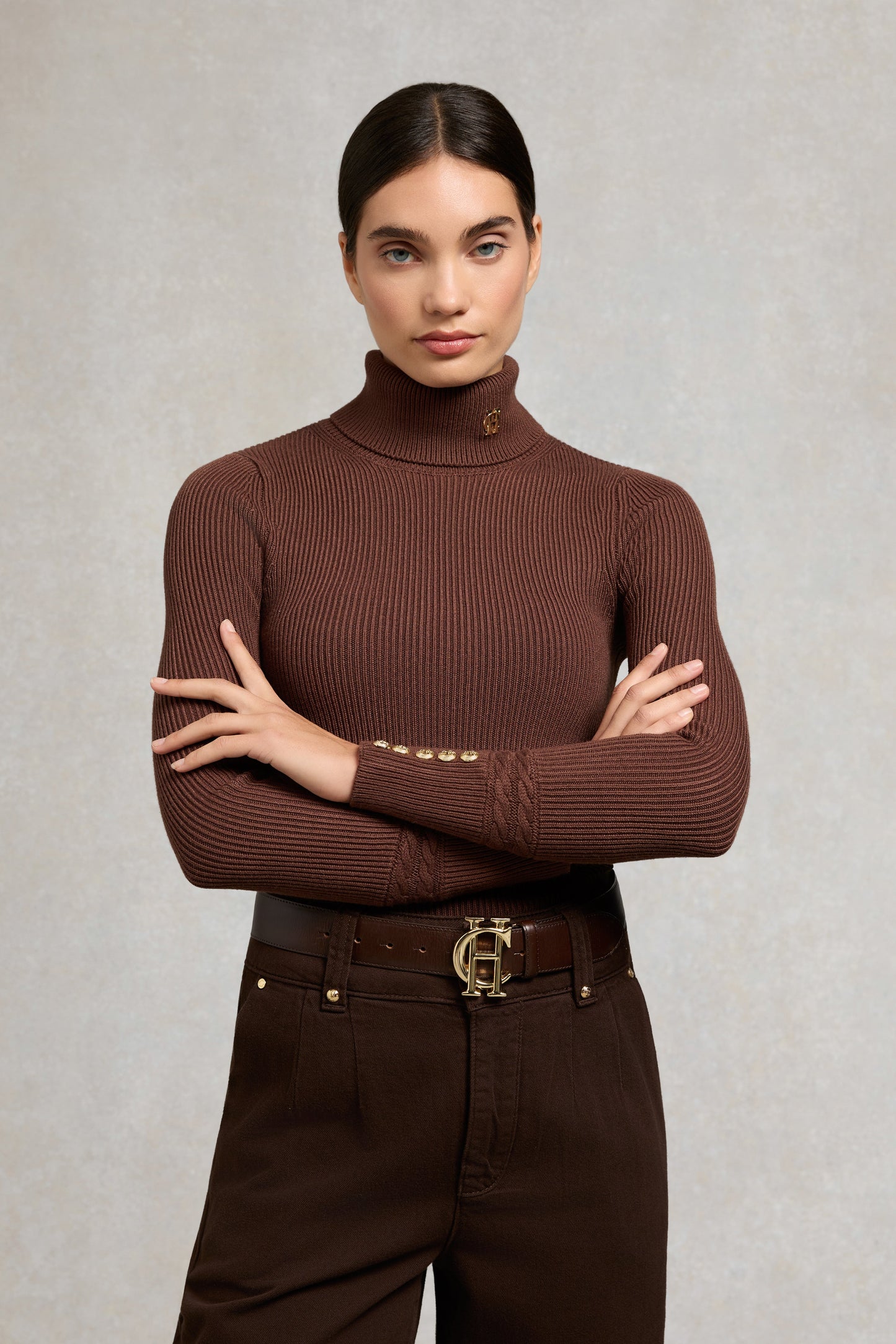 Painswick Roll Neck Knit (Cocoa)