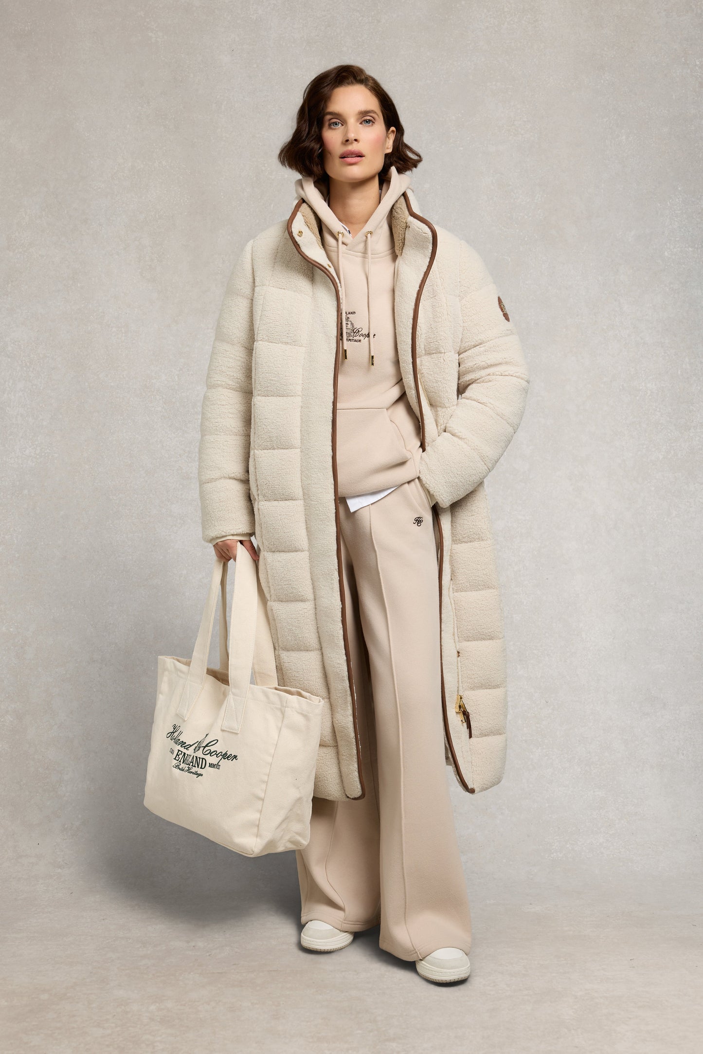 Relaxed Fit Script Hoodie (Stone)