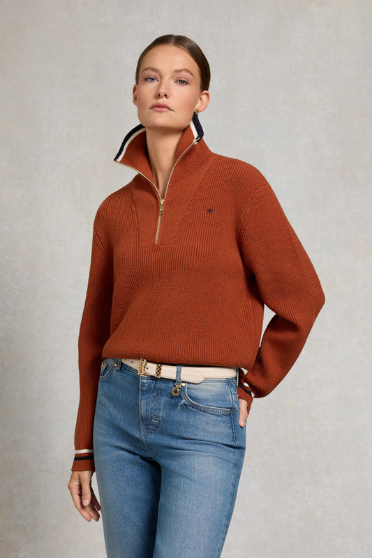 Jessica Quarter Zip Knit (Caramel)
