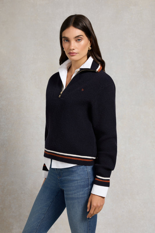 Jessica Quarter Zip Knit (Ink Navy)