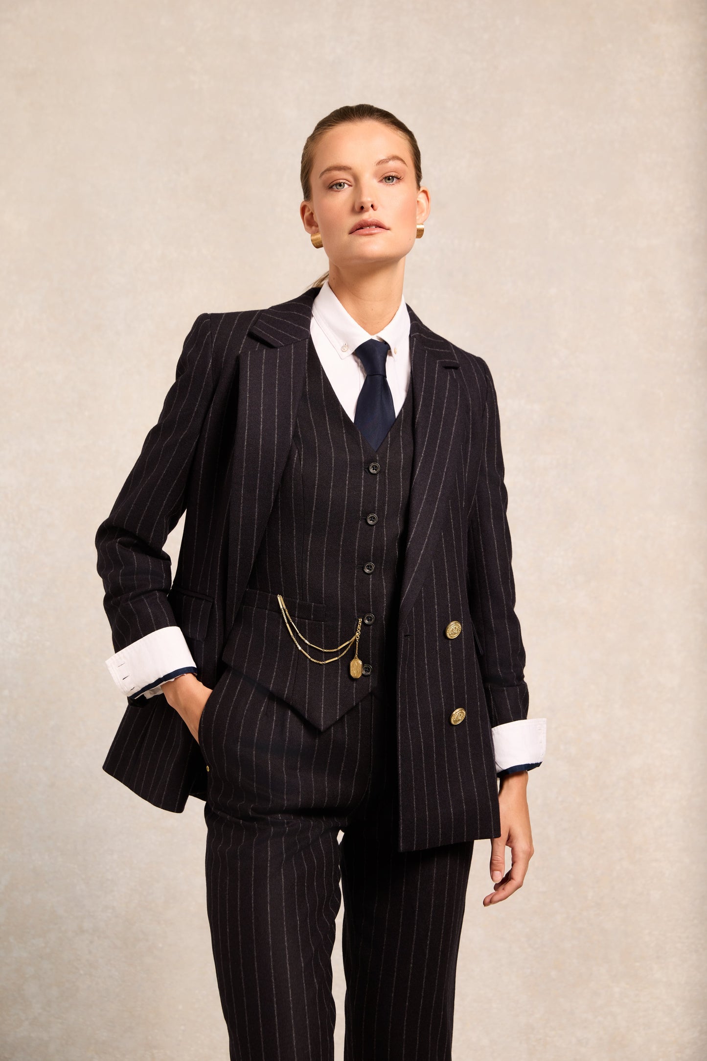 Hampton Waistcoat (Navy Chalk Pinstripe)