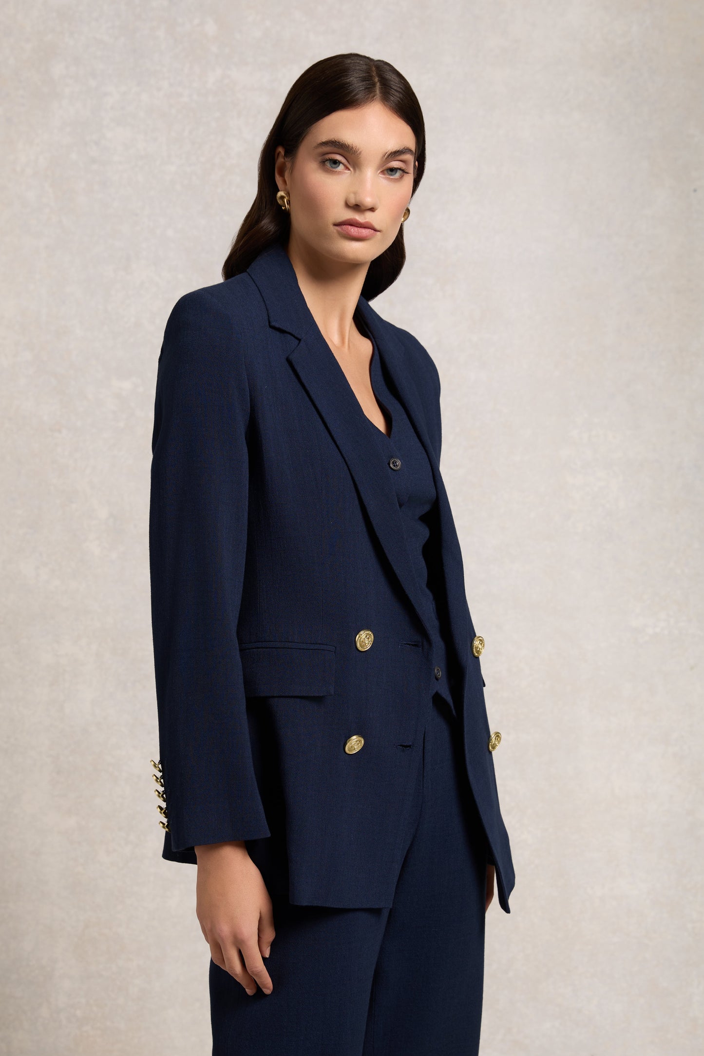Double Breasted Blazer (Navy Linen)