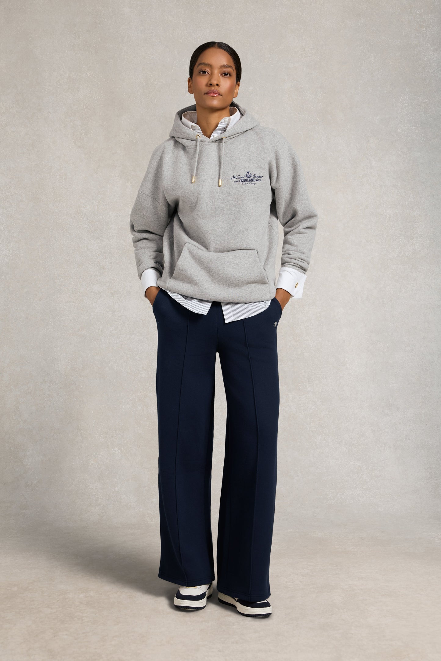 Relaxed Fit Script Hoodie (Grey Marl)