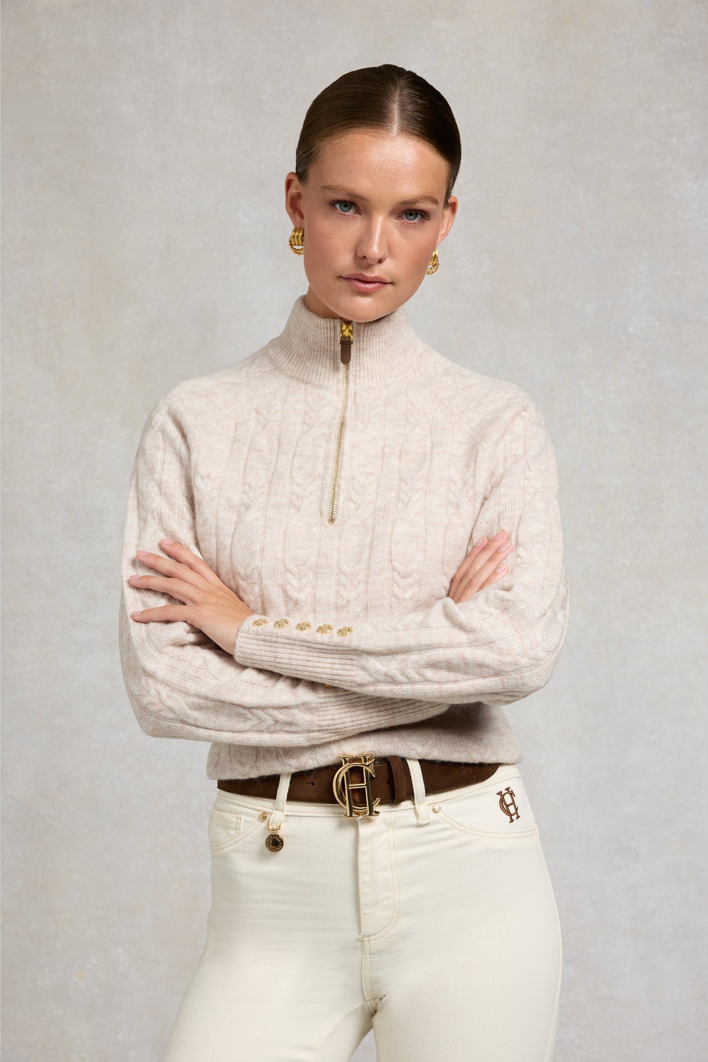 Bridget Quarter Zip Knit (Barley)