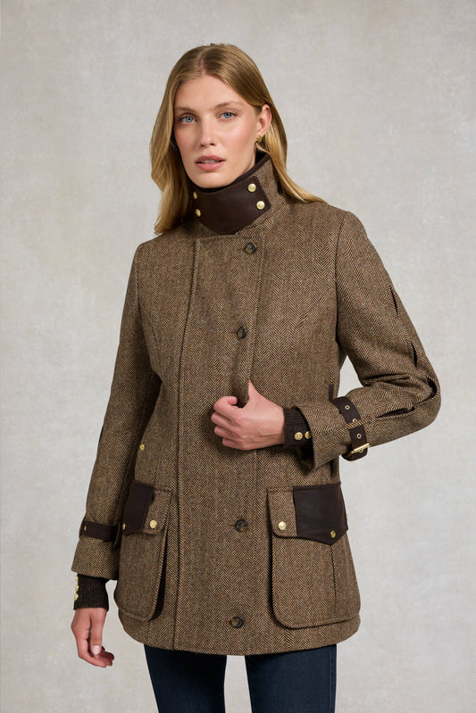 Balmoral Field Coat (Large Scale Brown Herringbone)
