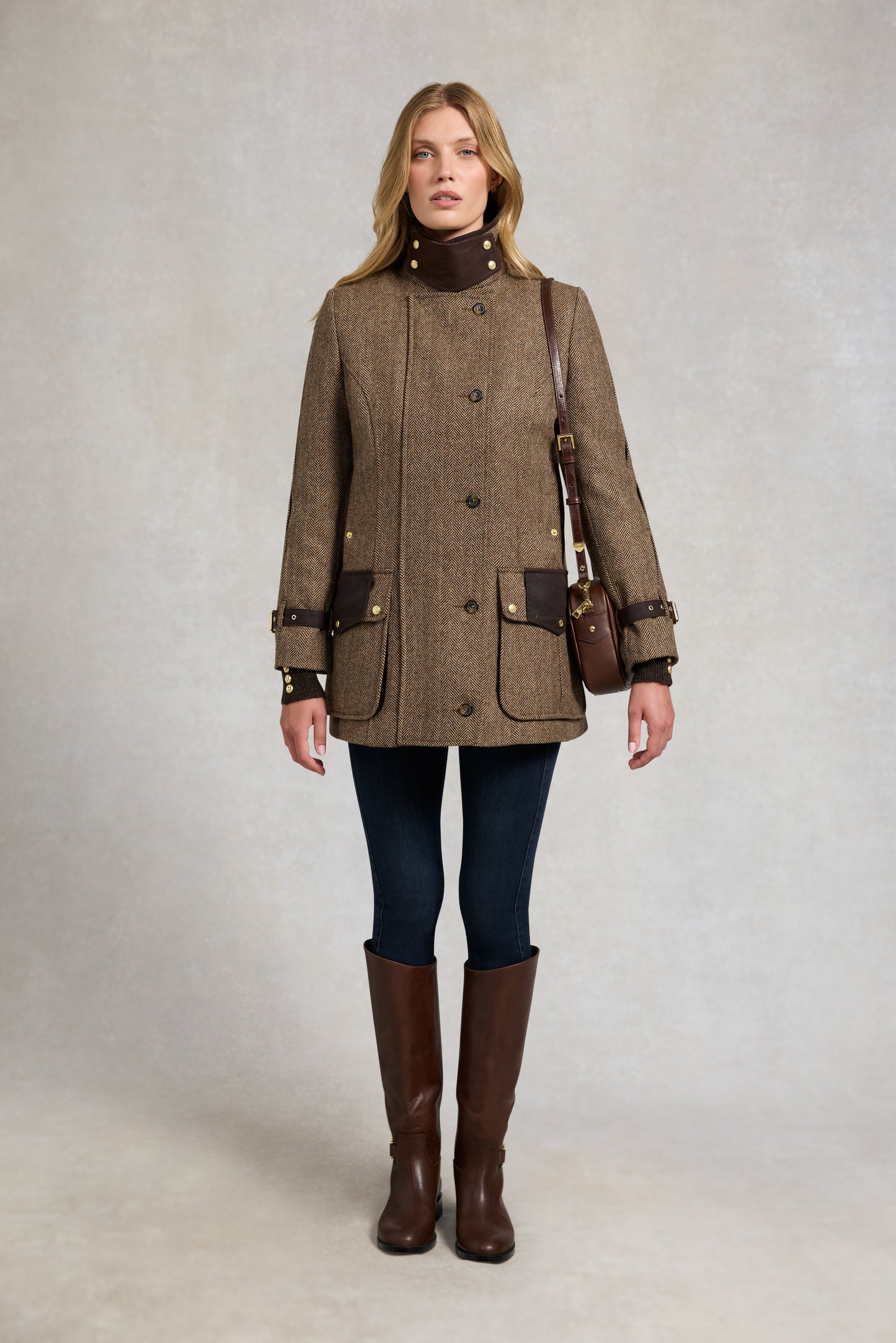 Balmoral Field Coat (Large Scale Brown Herringbone)