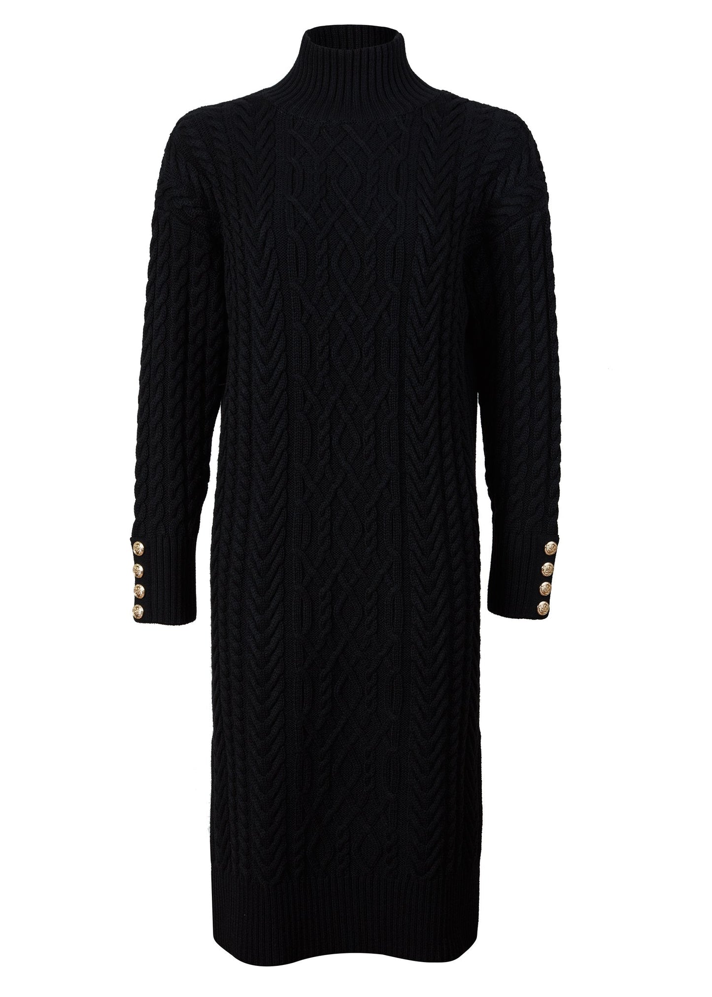 Windsor Cable Midi Dress (Black)