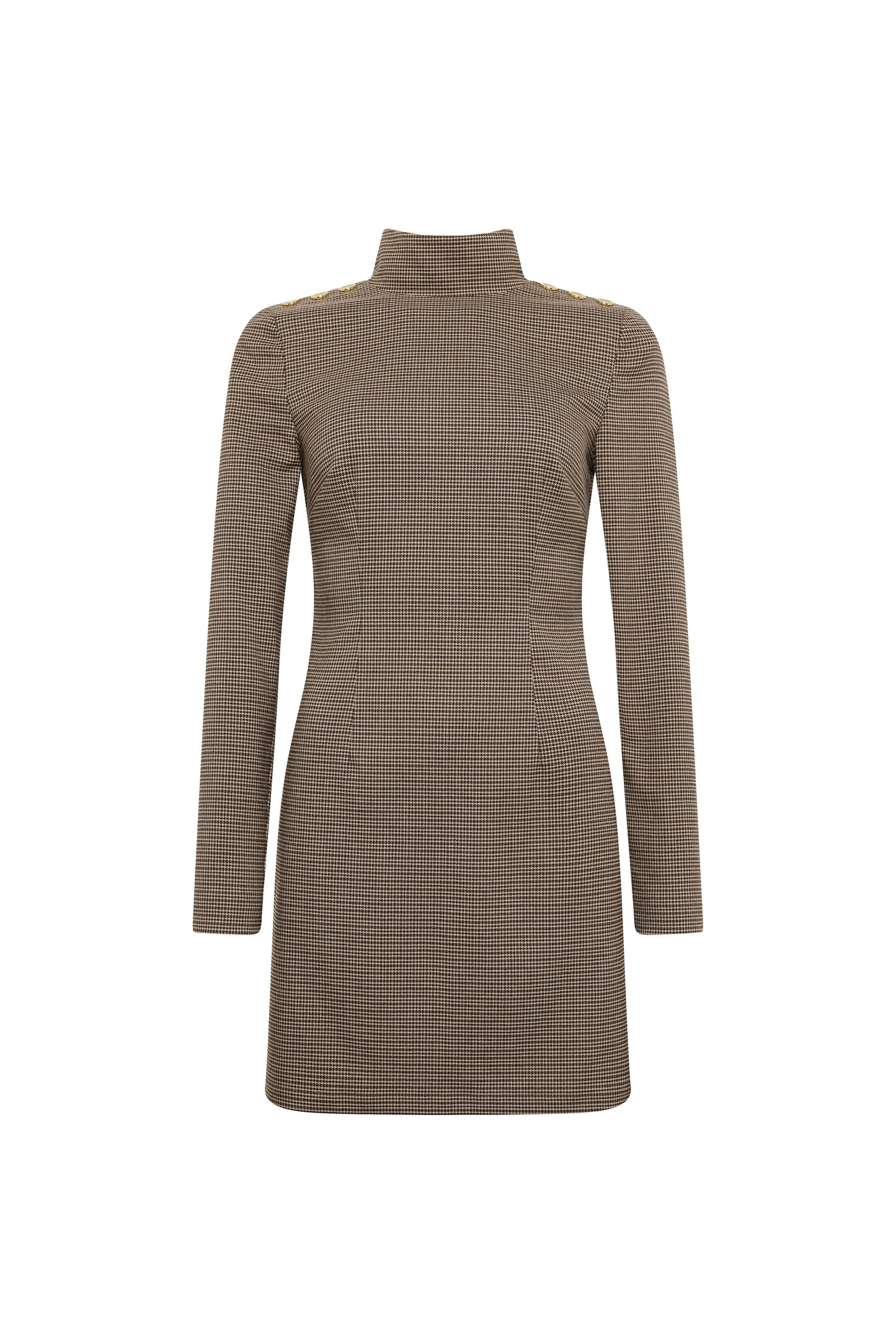 Cara Country Mini Dress (Mocha Houndstooth)