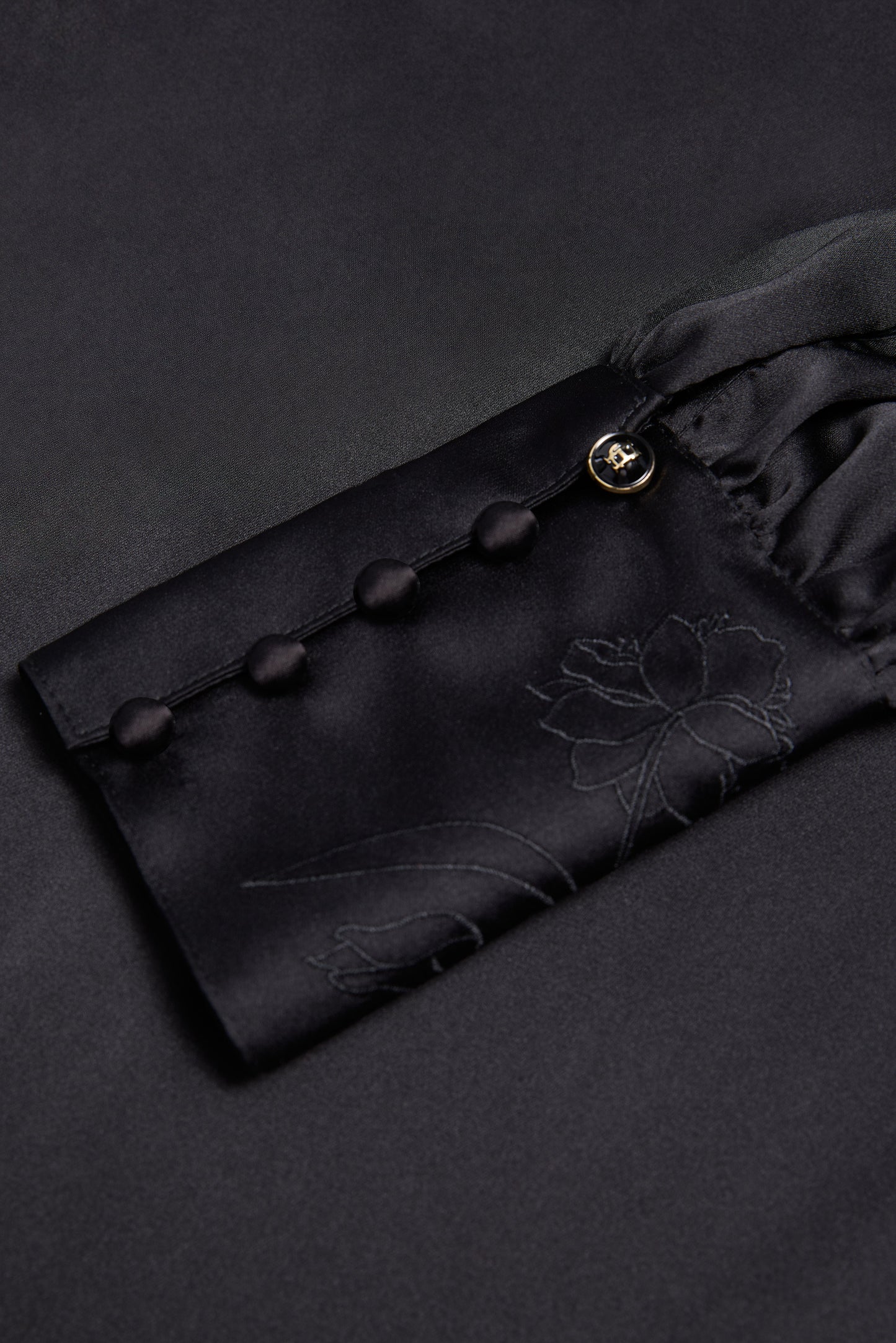 Carmen High Neck Blouse (Black Satin)