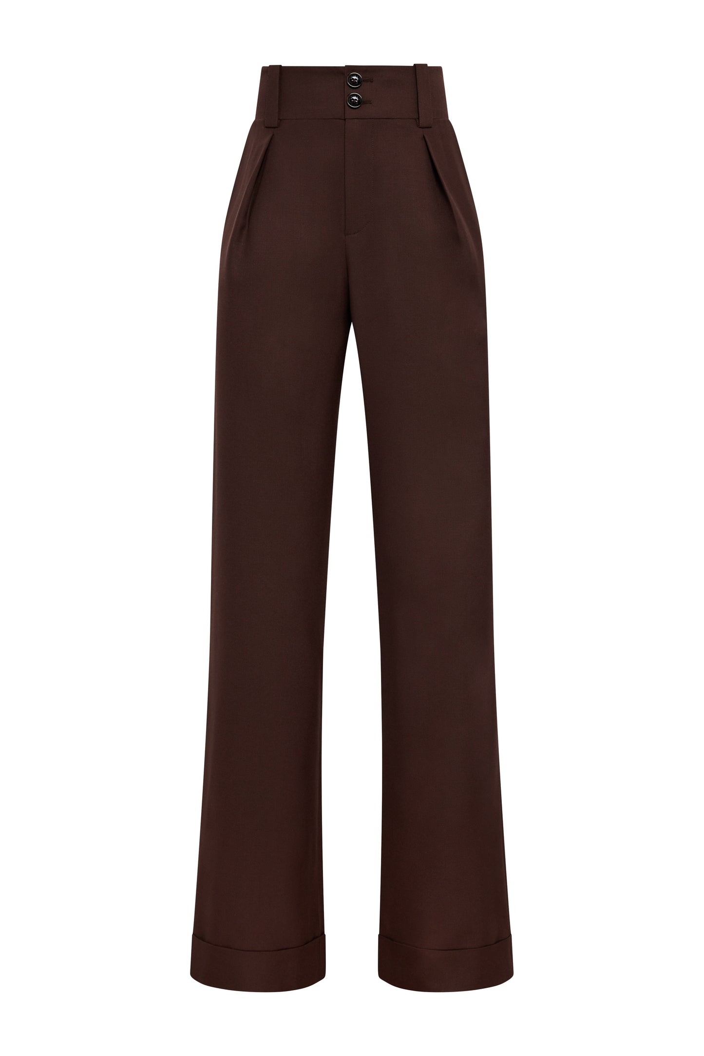 High Waisted Wide Leg Trouser (Walnut Twill)