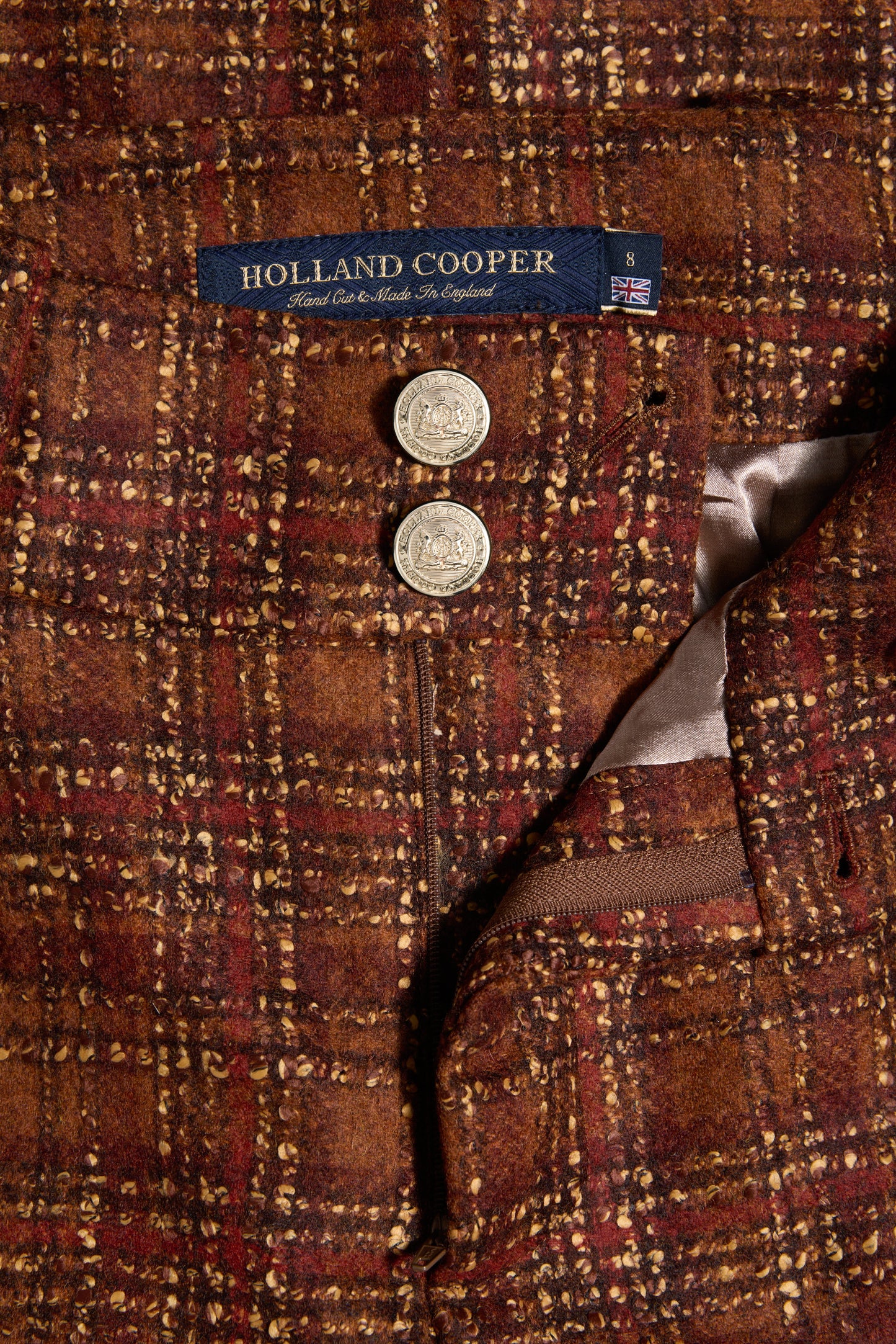 High Waisted Wide Leg Trouser (Amber Tweed)