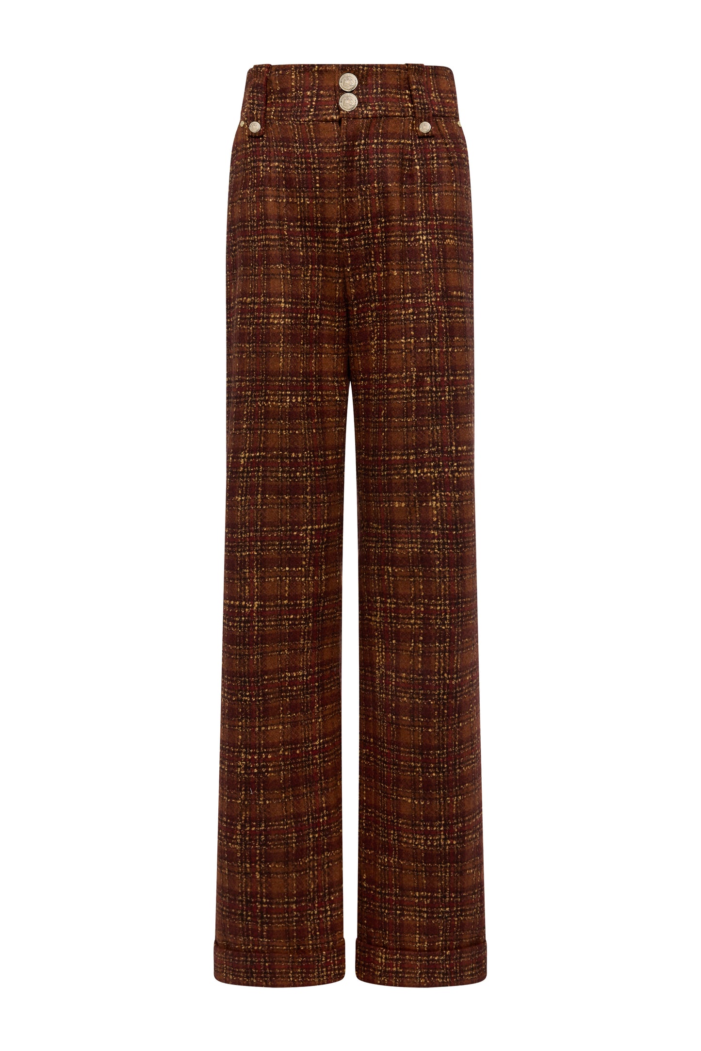 High Waisted Wide Leg Trouser (Amber Tweed)