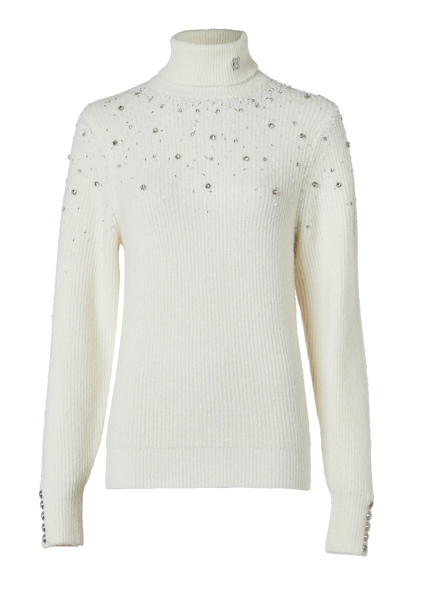 Kelsie Rib Embellished Roll Neck (Natural)
