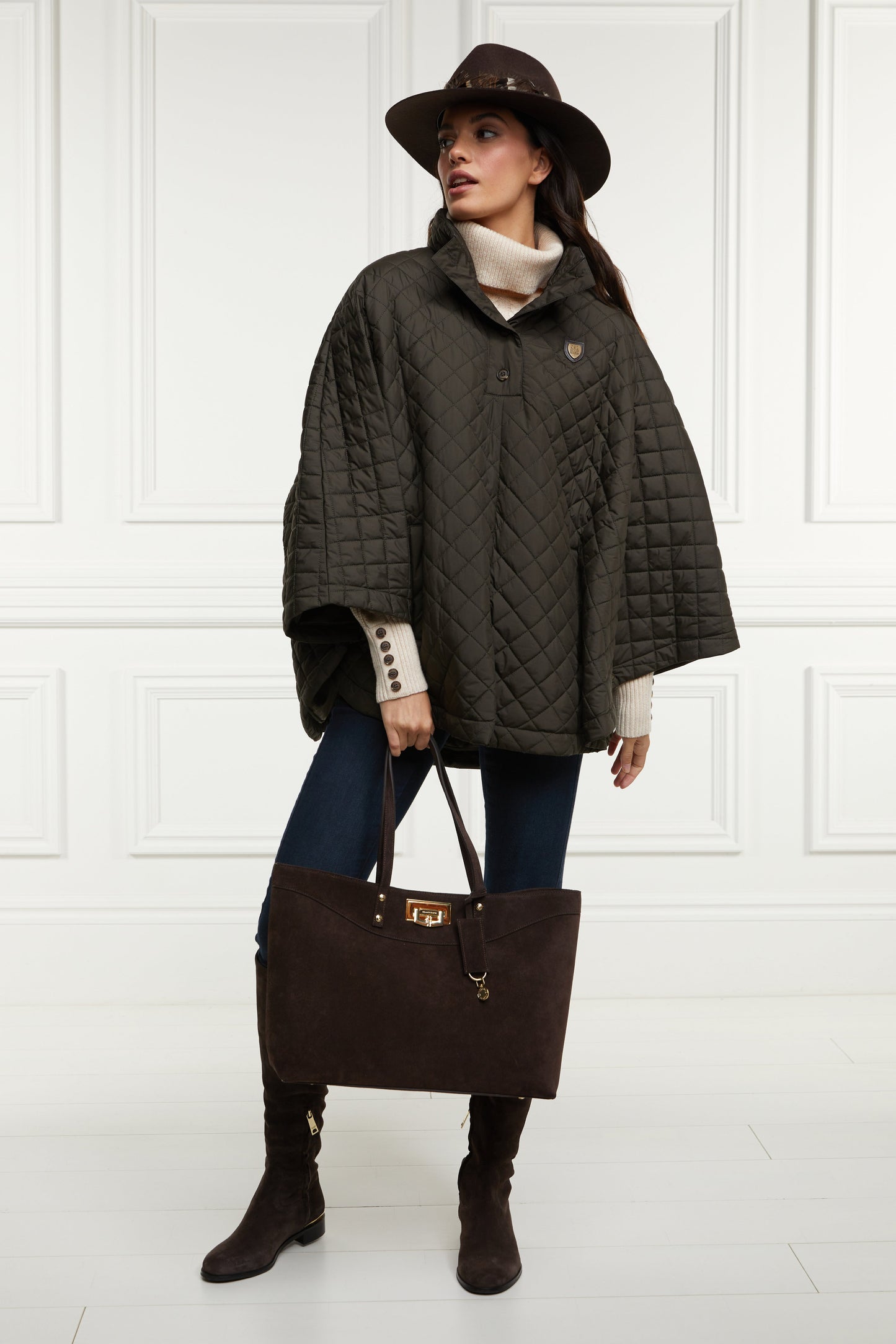 Brooke Quilted Cape (Dark Olive)