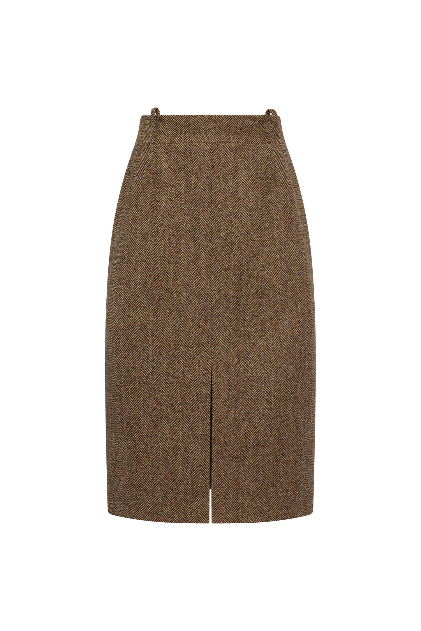 Mayfair Pencil Skirt (Large Scale Brown Herringbone)