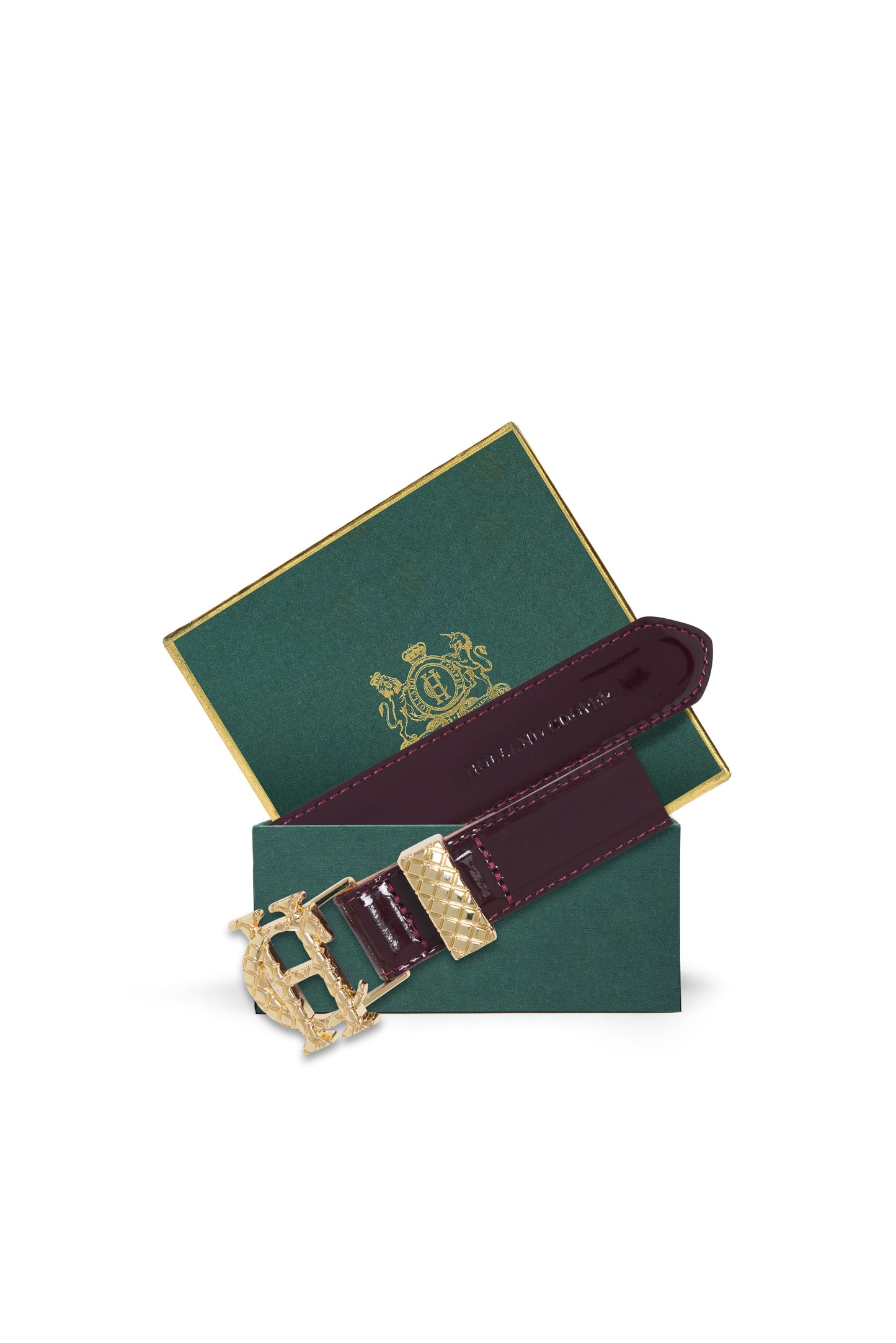 Quilted Slim Belt (Oxblood Patent)