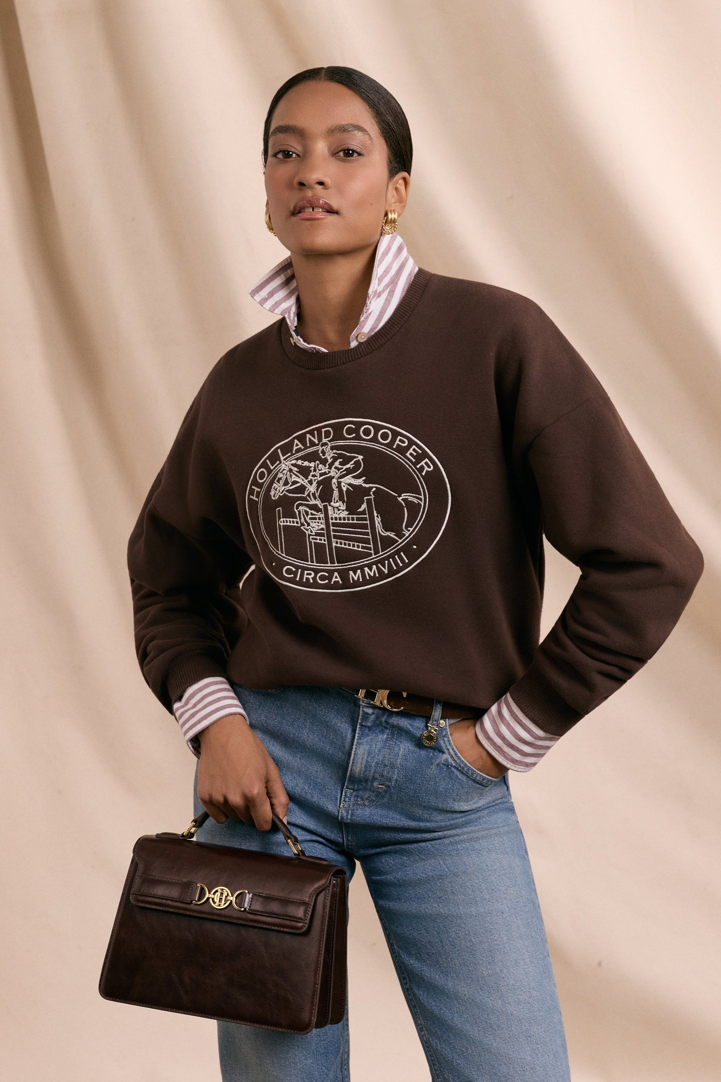 Relaxed Fit Crew Neck Sweat (Walnut)