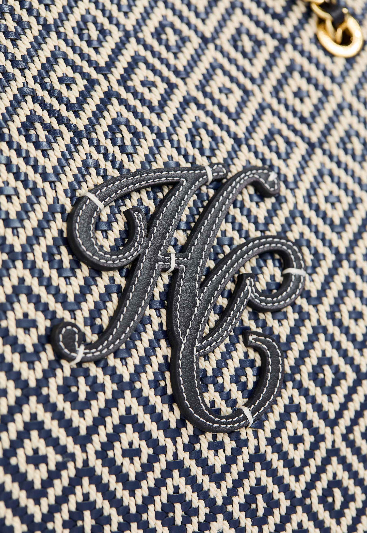Amalfi Straw Tote (Navy Geo)