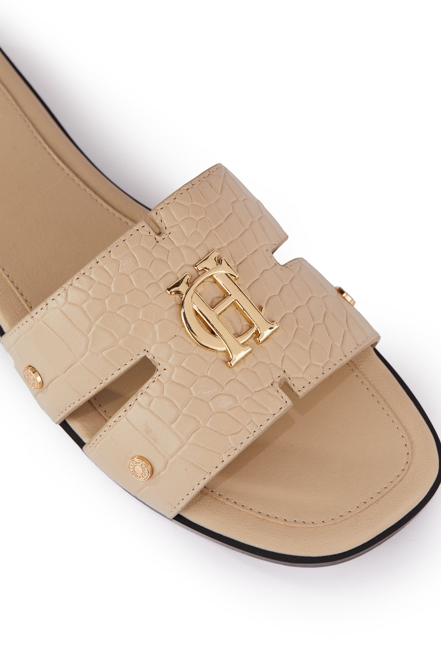 Monogram Slides (Taupe Croc)