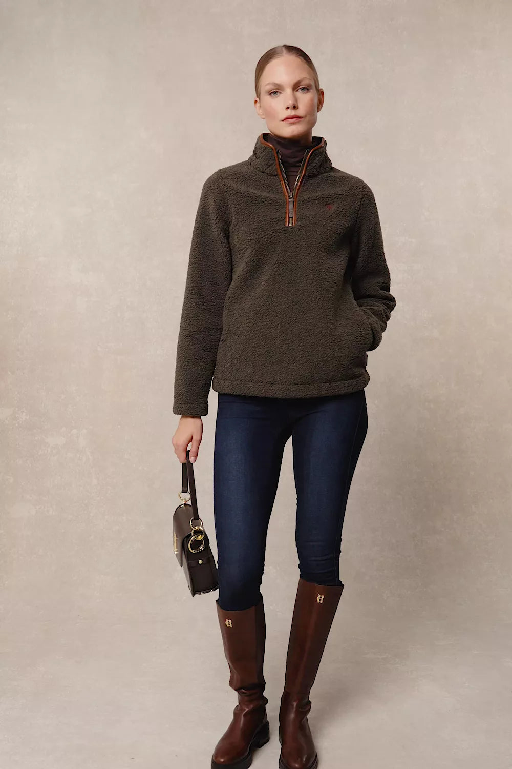 Country Fleece Quarter Zip (Khaki Borg)