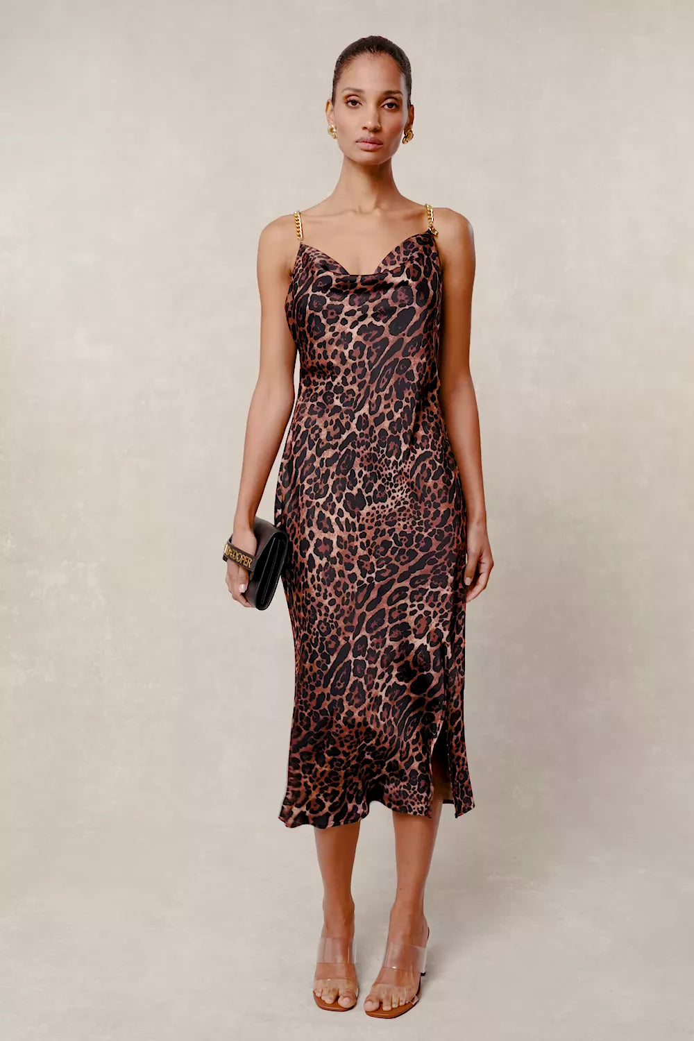Aurora Satin Dress (Leopard)