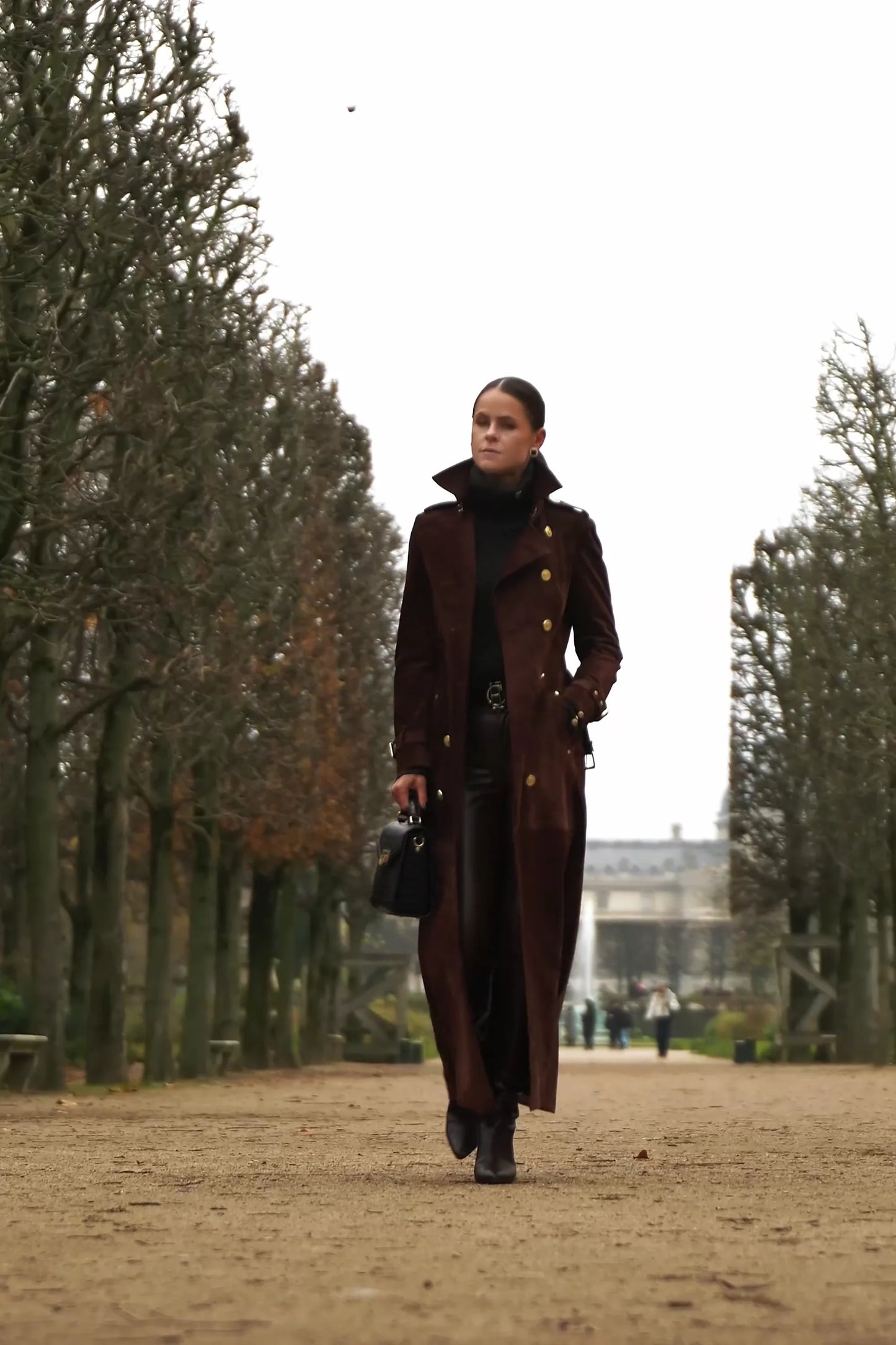 Chocolate Suede Trench Look