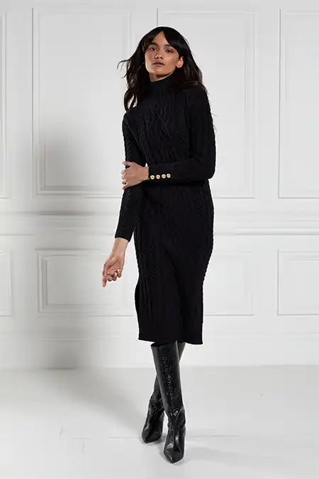 Windsor Cable Midi Dress (Black)