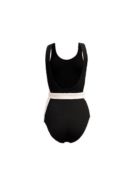 Classic Belted Swimsuit (Black)