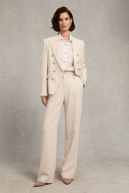 High Waisted Straight Trouser (Natural Linen)