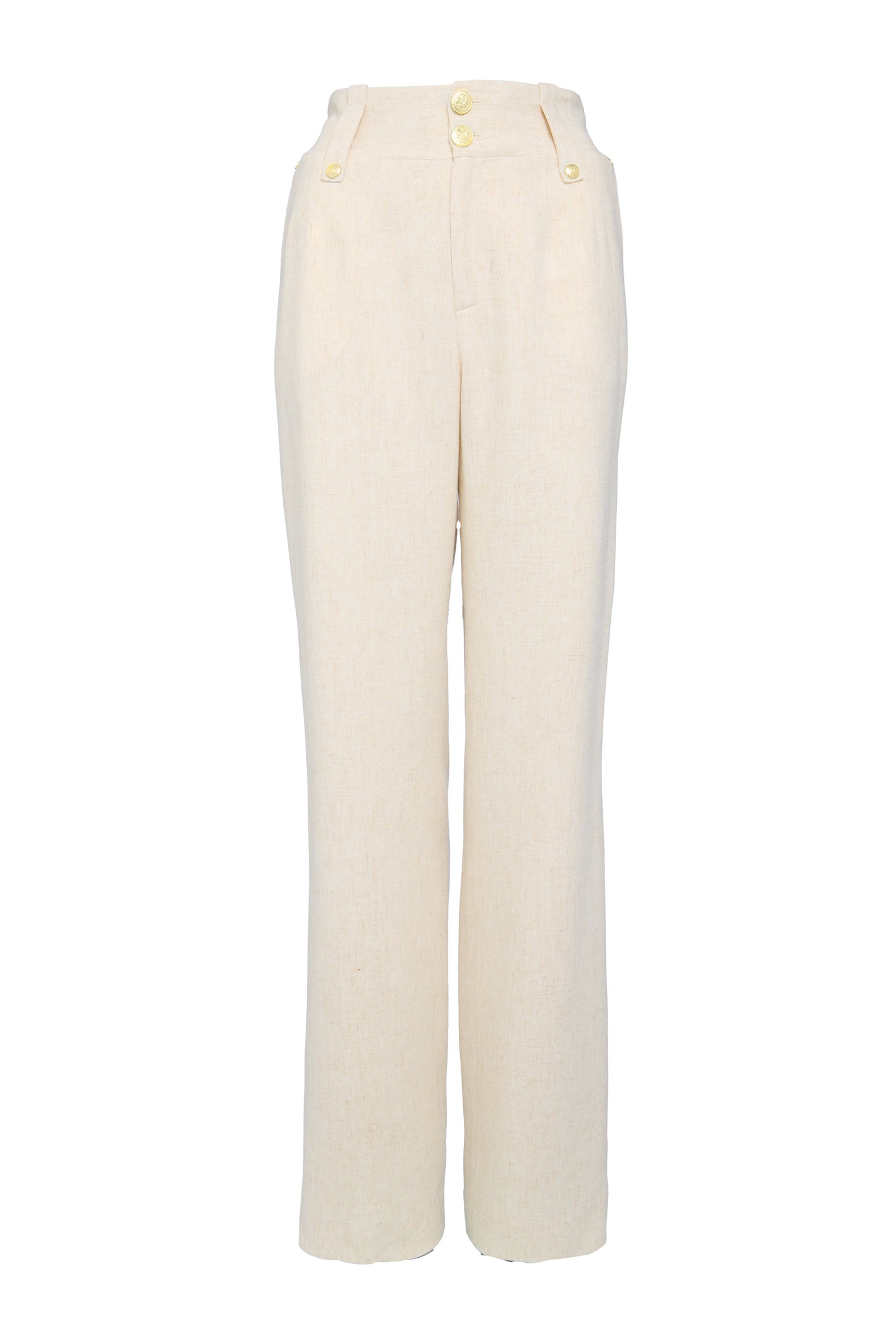 High Waisted Straight Trouser (Natural Linen)