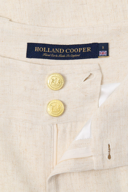 High Waisted Straight Trouser (Natural Linen)