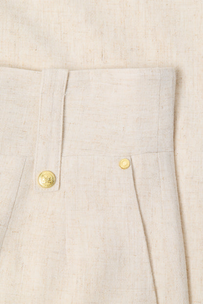 High Waisted Straight Trouser (Natural Linen)