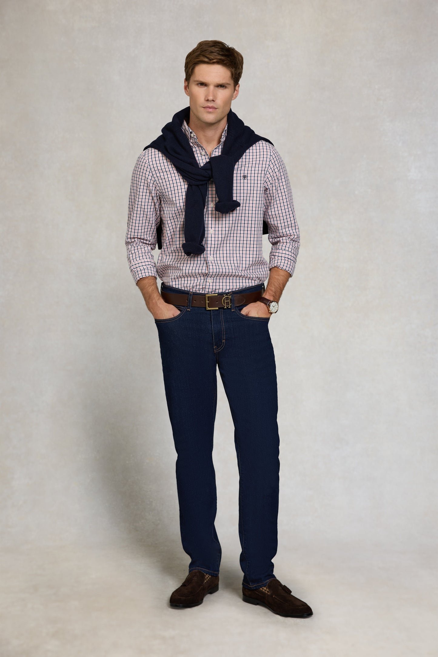 Men's Classic Woven Button Down Shirt (Cotswold Pink Check)