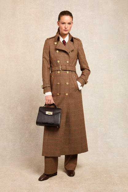 Full Length Marlborough Trench Coat (Clarence Check Merlot)