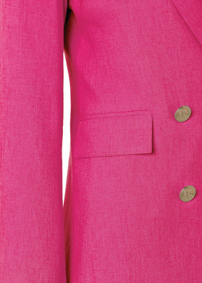 Double Breasted Blazer (Hot Pink Linen)