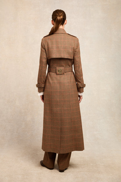 Full Length Marlborough Trench Coat (Clarence Check Merlot)