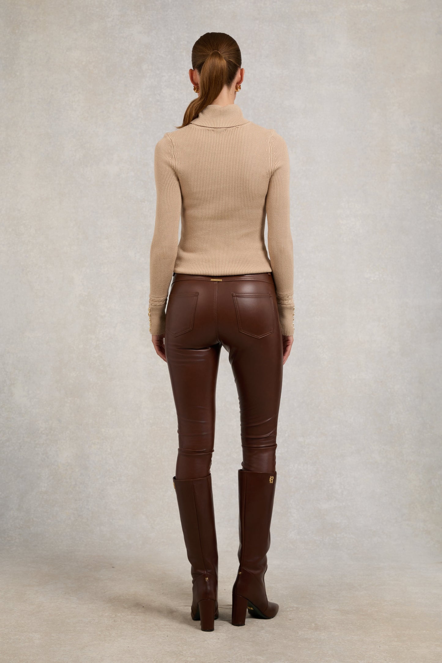Faux Leather Skinny Jean (Burnished Tan)