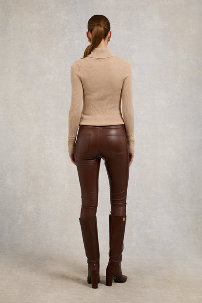 Faux Leather Skinny Jean (Burnished Tan)