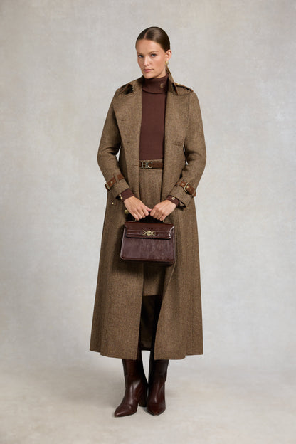 Mayfair Pencil Skirt (Large Scale Brown Herringbone)